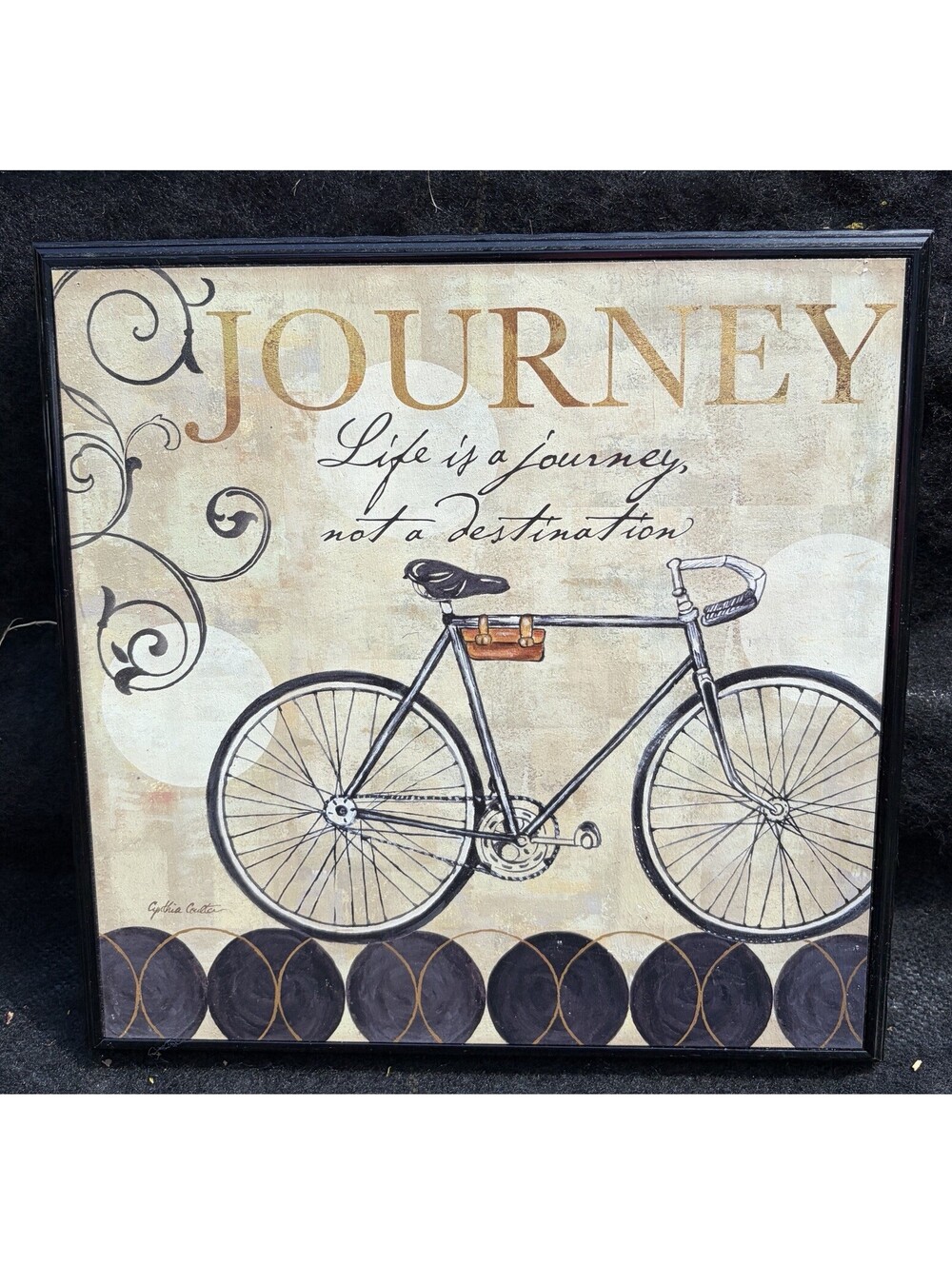 Framed Bicycle Wall Art “Life Is A Journey, Not A Destination” Cynthia Coulter
